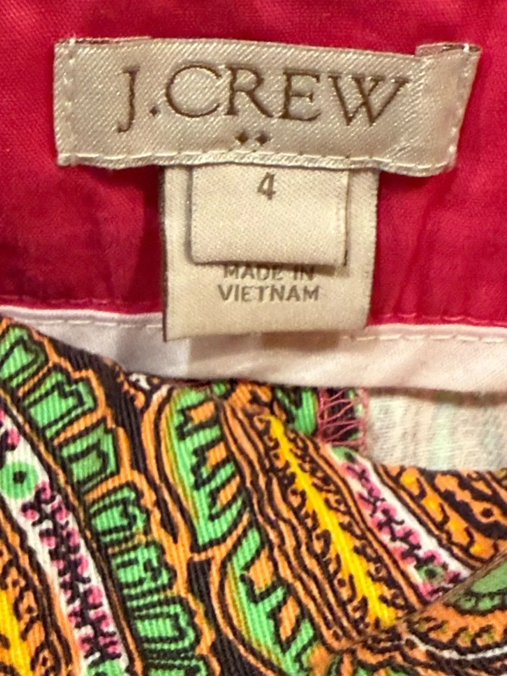 J. Crew Factory Orange Green Paisley Print Preppy Shorts